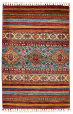 3x4 Brown and Multicolor Tribal Rug