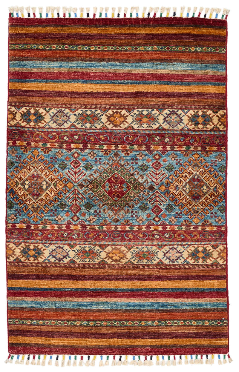 3x4 Brown and Multicolor Tribal Rug
