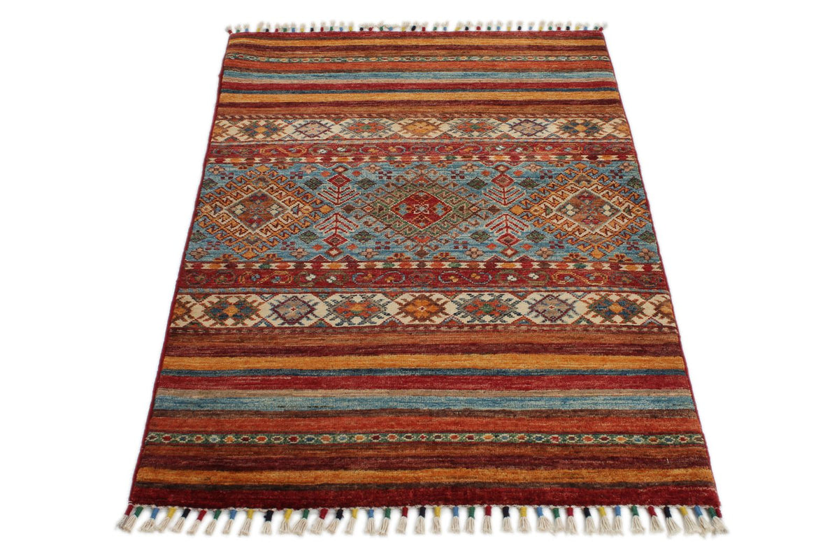 3x4 Brown and Multicolor Tribal Rug