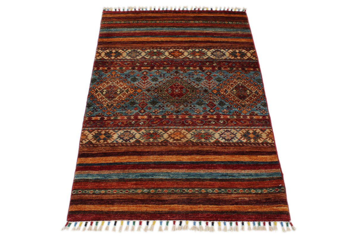 3x4 Brown and Multicolor Tribal Rug