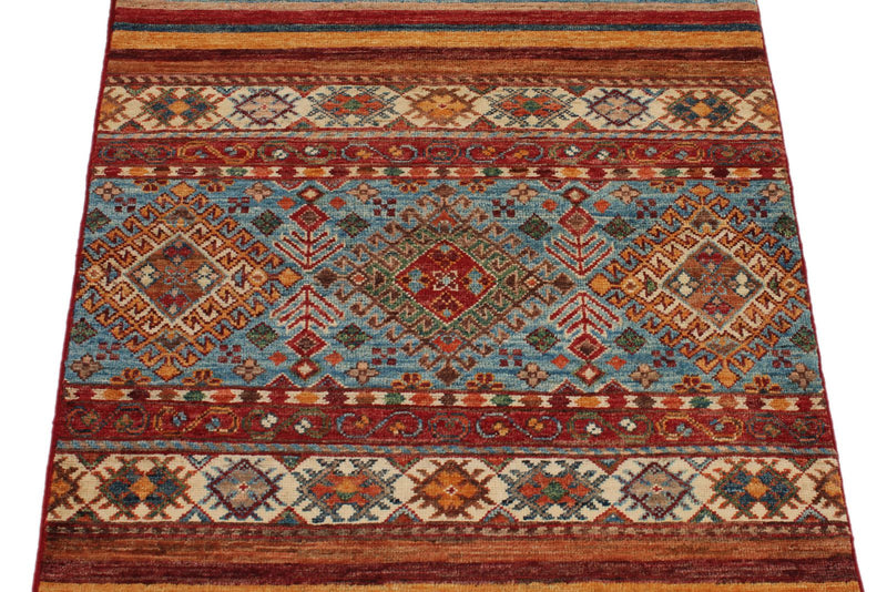 3x4 Brown and Multicolor Tribal Rug
