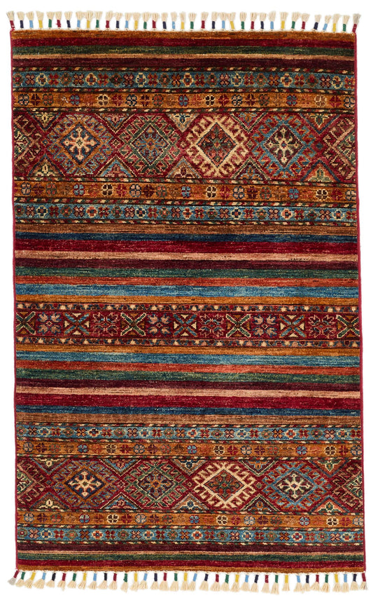 3x4 Brown and Multicolor Tribal Rug