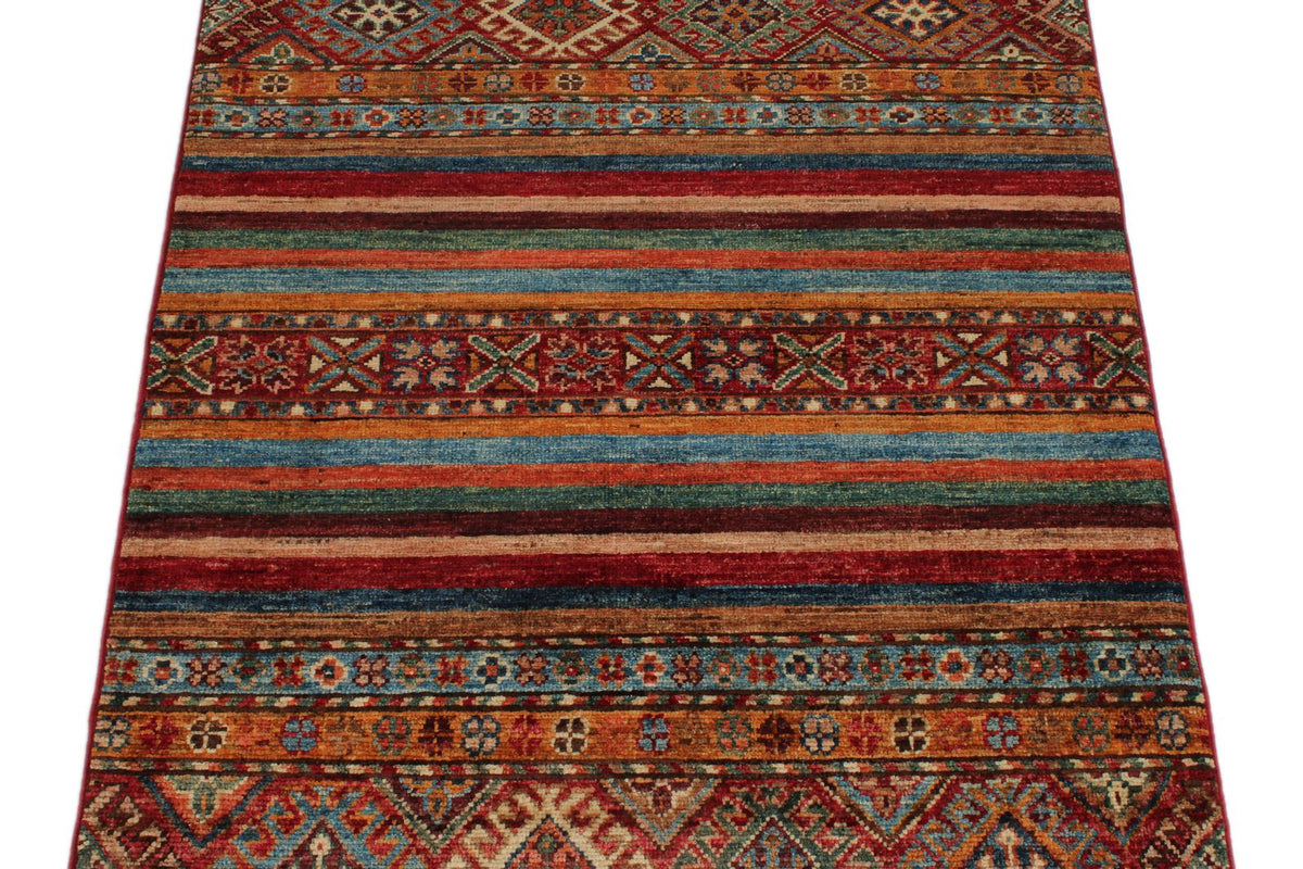 3x4 Brown and Multicolor Tribal Rug