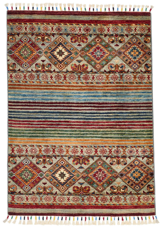 3x4 Brown and Multicolor Tribal Rug