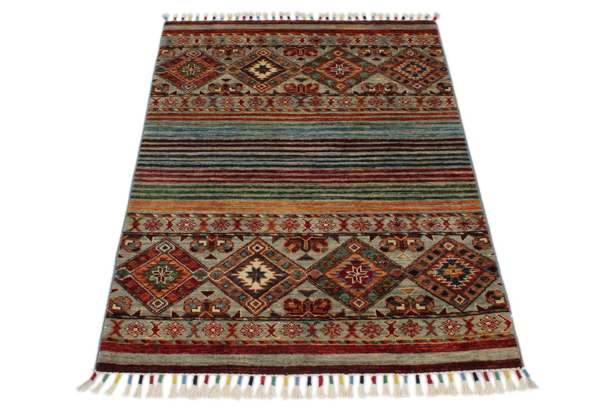 3x4 Brown and Multicolor Tribal Rug