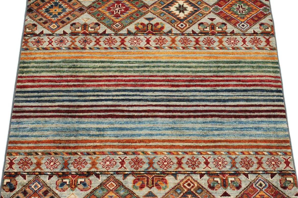 3x4 Brown and Multicolor Tribal Rug