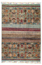 3x4 Light Blue and Multicolor Tribal Rug