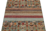 3x4 Light Blue and Multicolor Tribal Rug