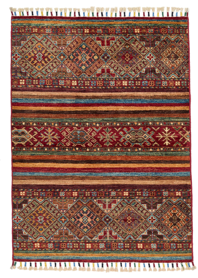 3x4 Brown and Multicolor Tribal Rug