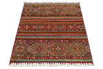 3x4 Brown and Multicolor Tribal Rug