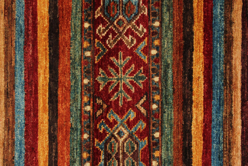 3x4 Brown and Multicolor Tribal Rug