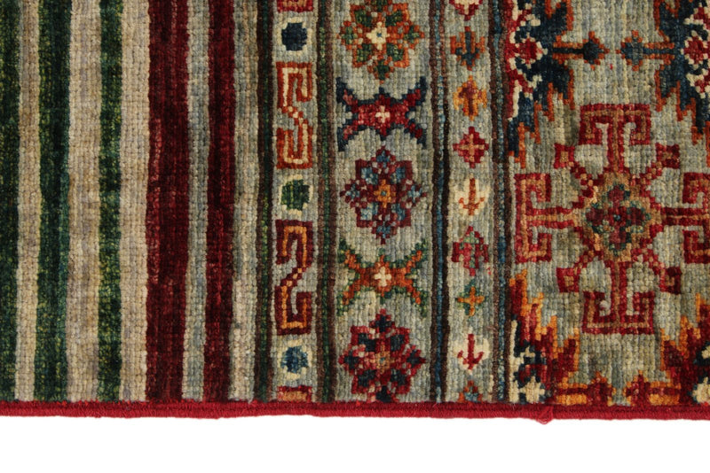 3x4 Light Gray and Multicolor Tribal Rug