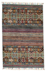 3x4 Light Blue and Multicolor Tribal Rug