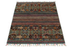 3x4 Light Blue and Multicolor Tribal Rug