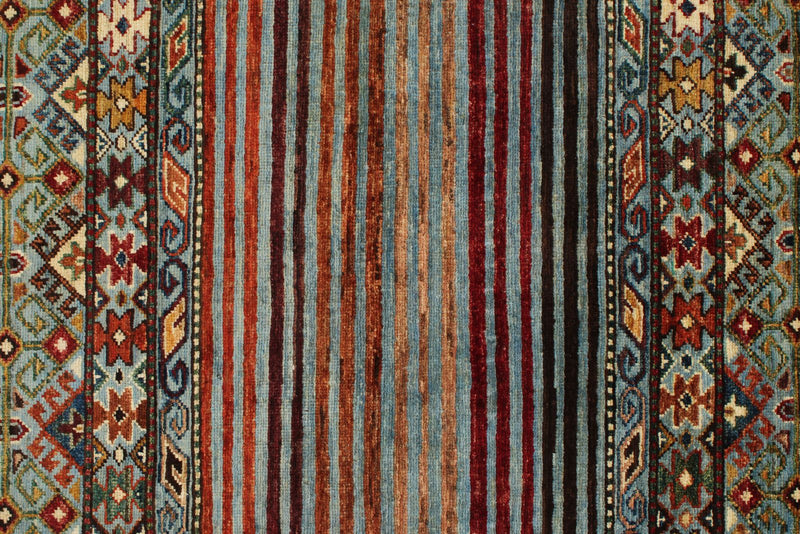 3x4 Light Blue and Multicolor Tribal Rug