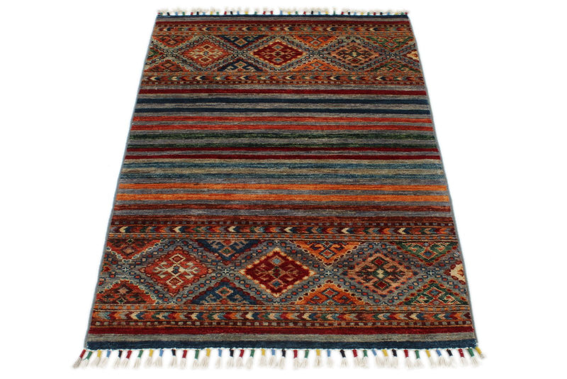 3x4 Gray and Multicolor Tribal Rug