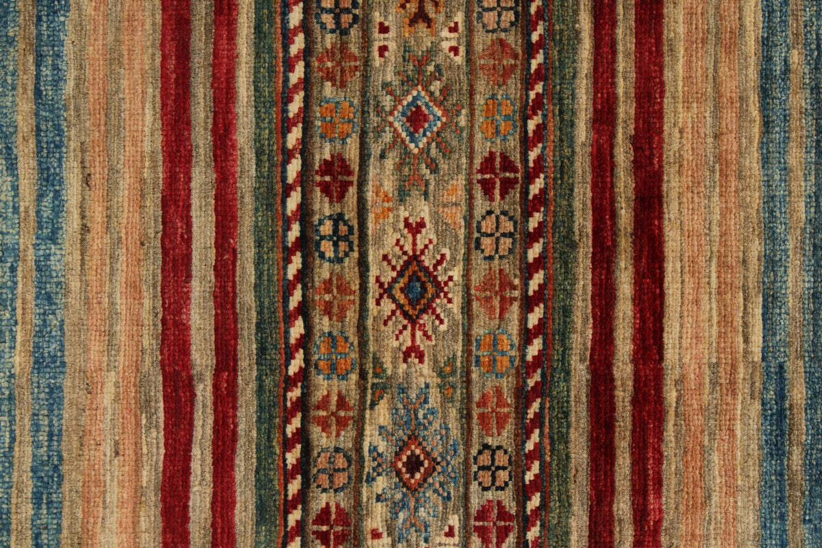 3x4 Light Camel and Multicolor Tribal Rug