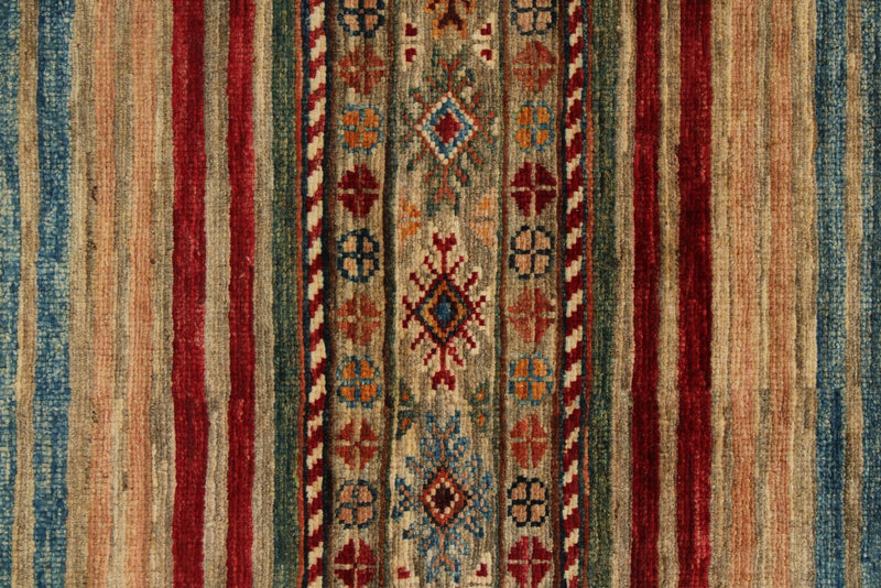 3x4 Light Camel and Multicolor Tribal Rug