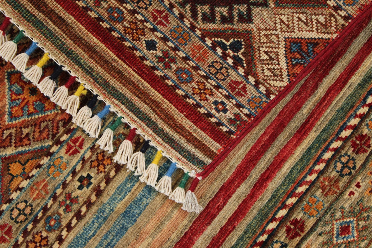 3x4 Light Camel and Multicolor Tribal Rug