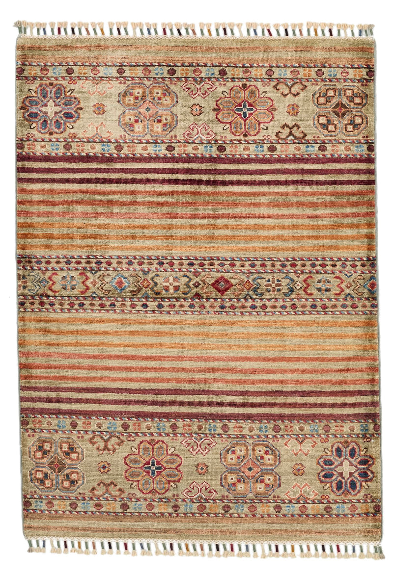 3x4 Light Camel and Multicolor Tribal Rug