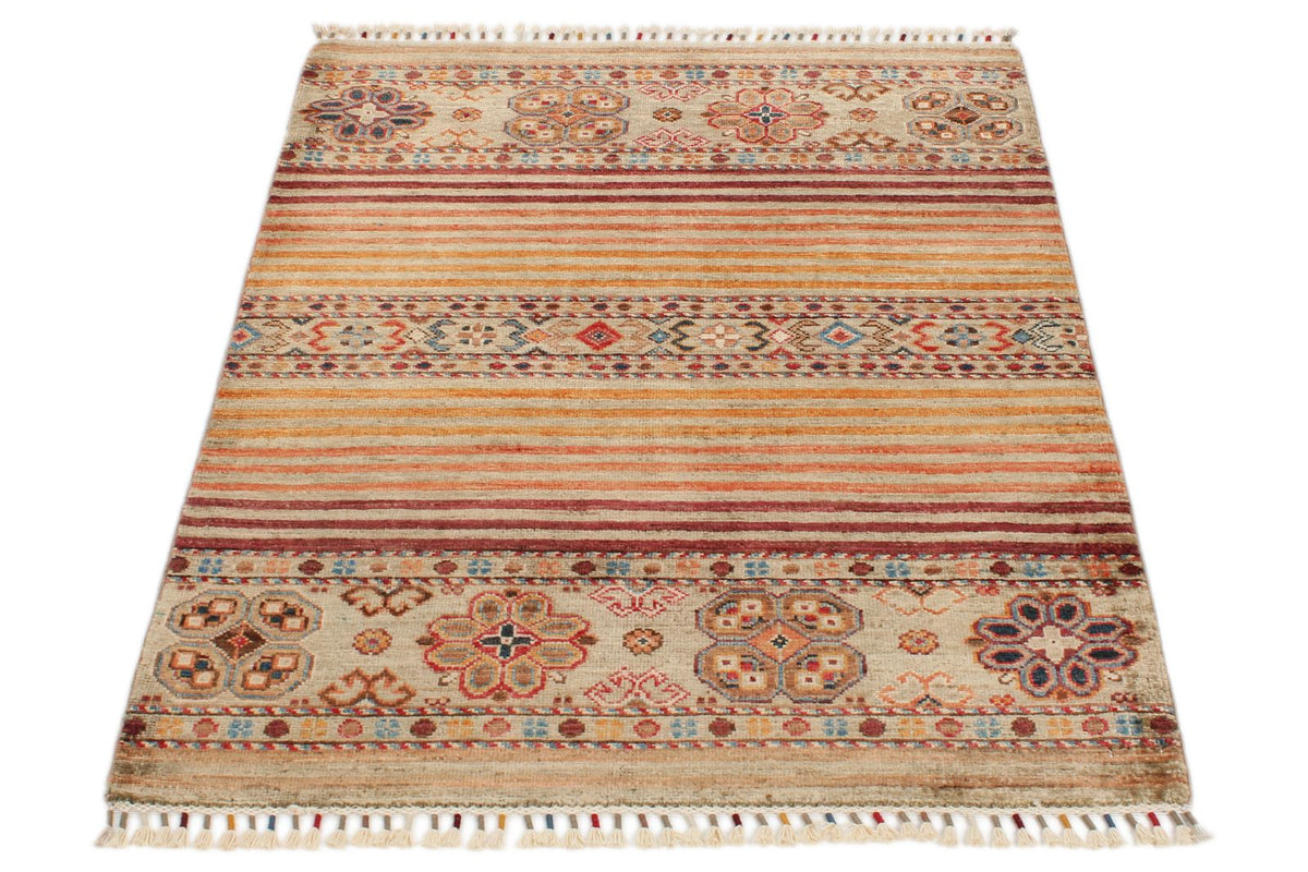3x4 Camel and Multicolor Tribal Rug