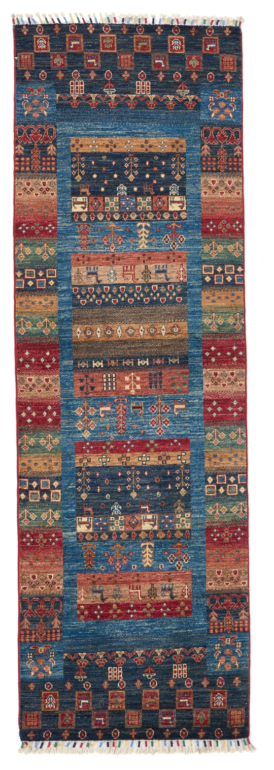 3x8 Blue and Multicolor Anatolian Traditional Runner