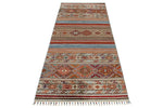 3x8 Light Gray and Multicolor Tribal Runner