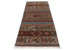 3x8 Light Gray and Multicolor Tribal Runner