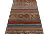 3x8 Light Gray and Multicolor Tribal Runner