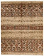 9x12 Light Brown and Multicolor Tribal Rug