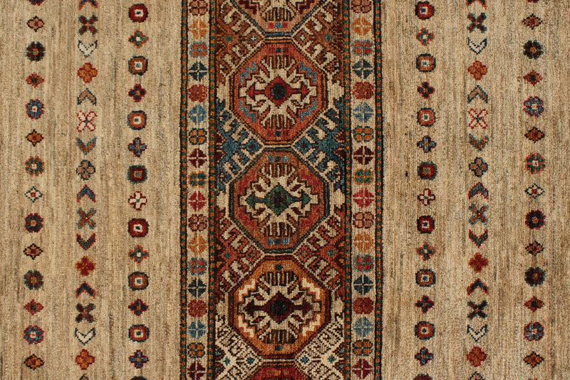 9x12 Light Brown and Multicolor Tribal Rug