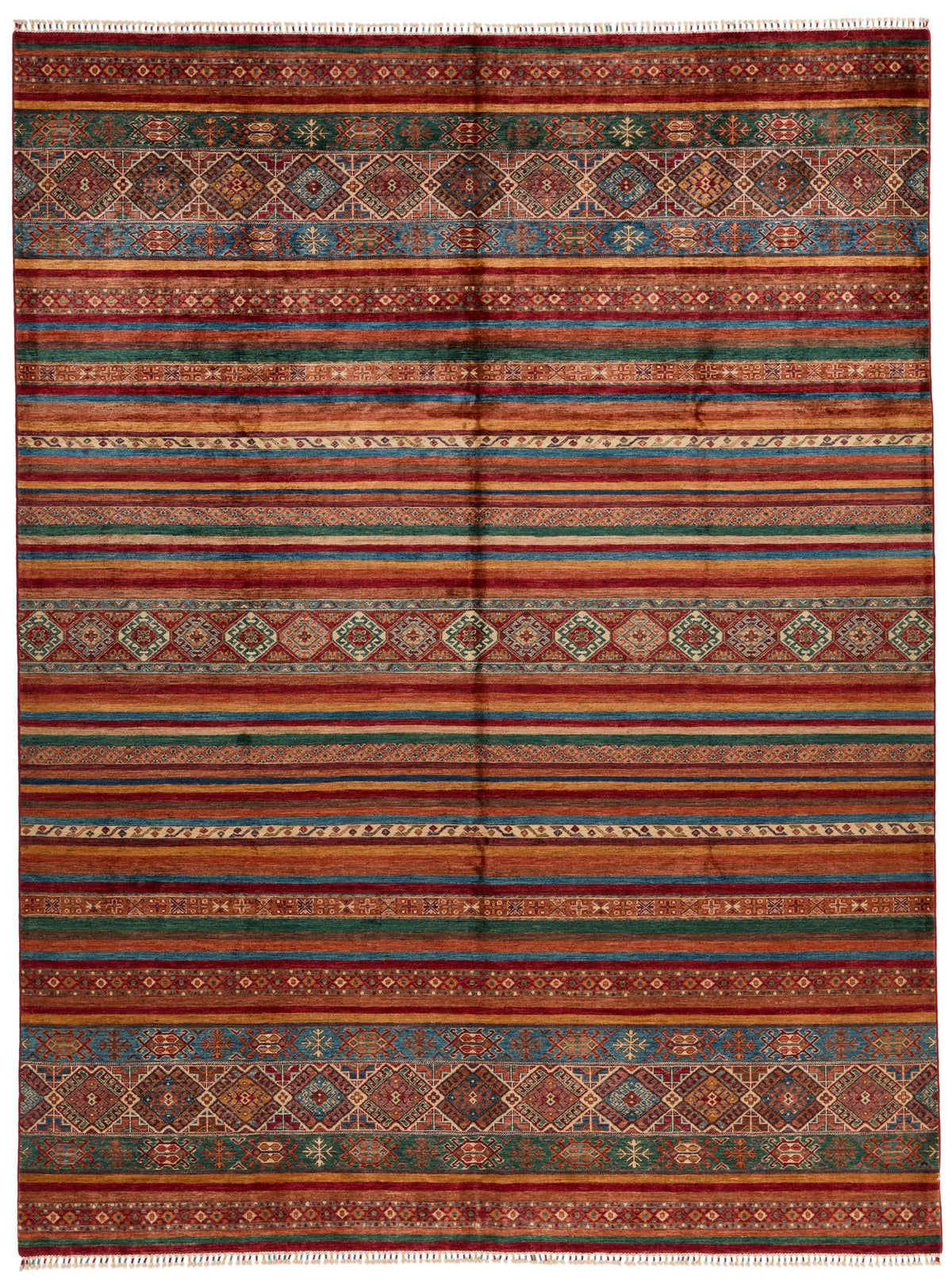 9x12 Multicolor and Brown Tribal Rug