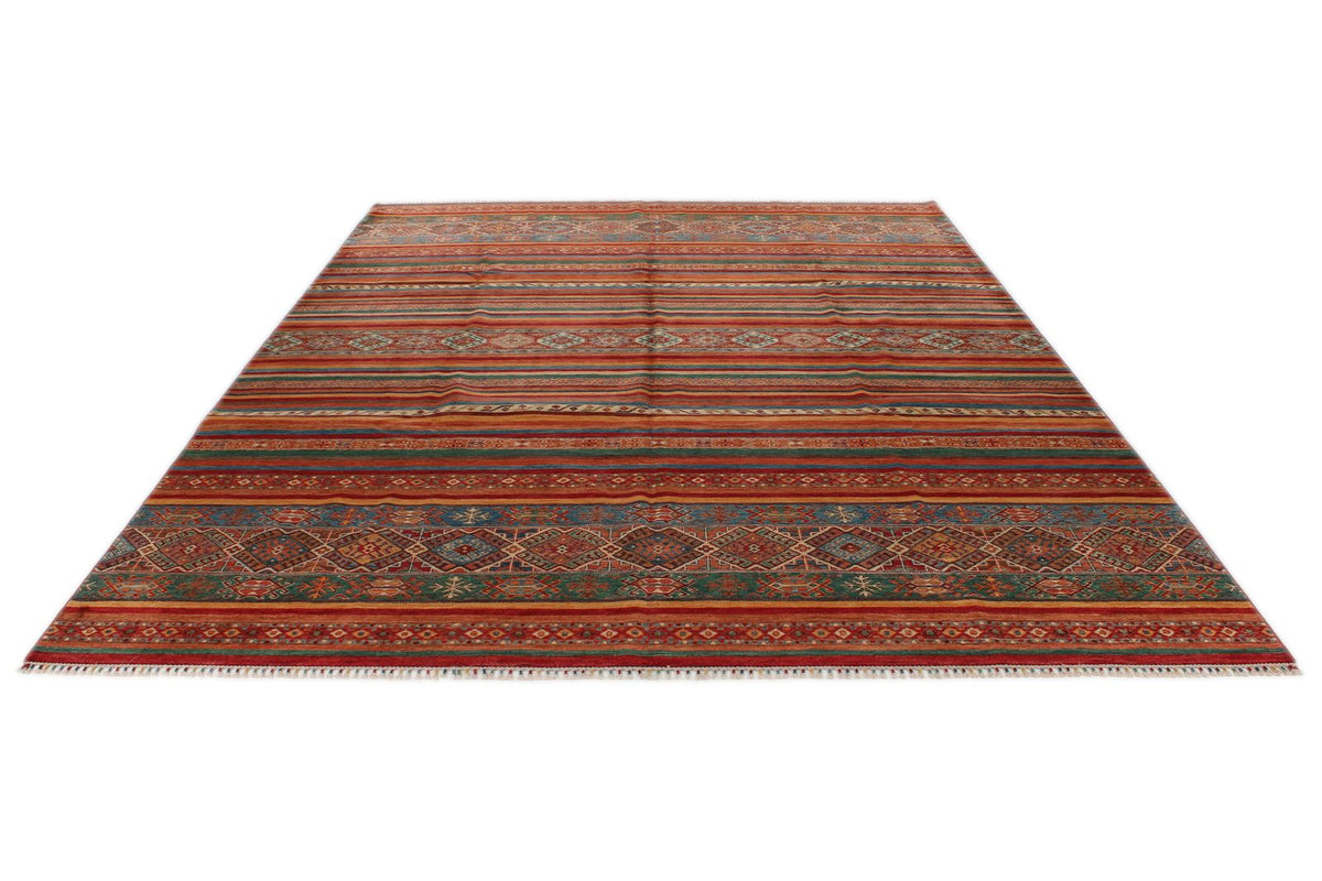 9x12 Multicolor and Brown Tribal Rug