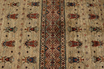 10x13 Camel and Multicolor Tribal Rug