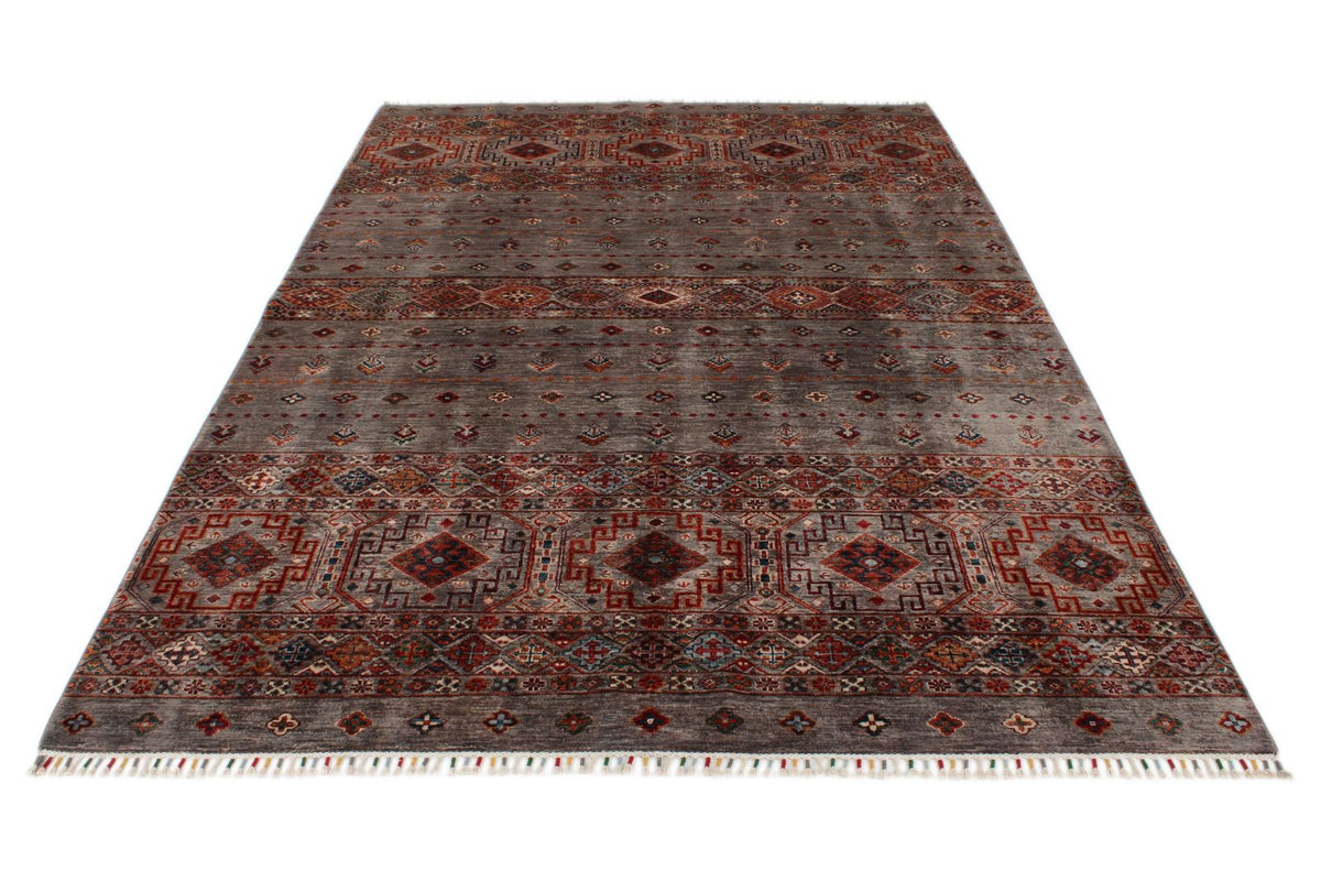 6x9 Rose and Multicolor Tribal Rug