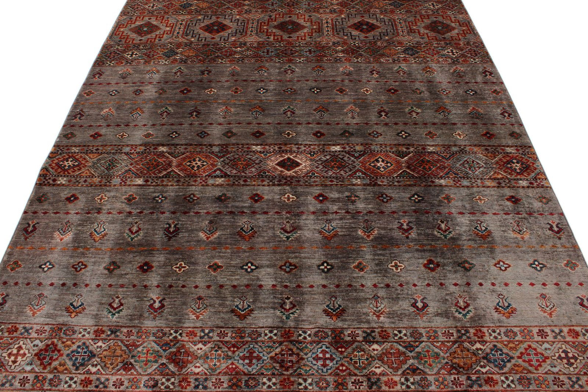 6x9 Rose and Multicolor Tribal Rug