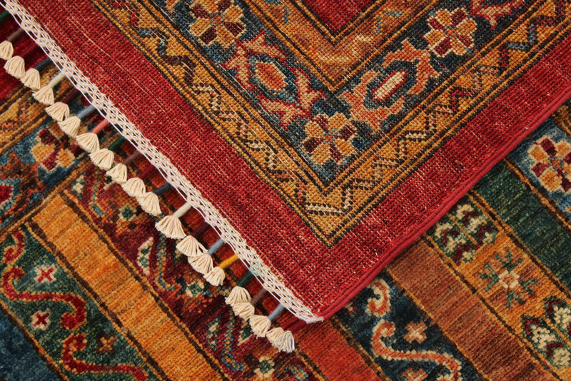 10x13 Multicolor and Red Turkish Tribal Rug