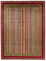 9x12 Multicolor and Red Turkish Tribal Rug