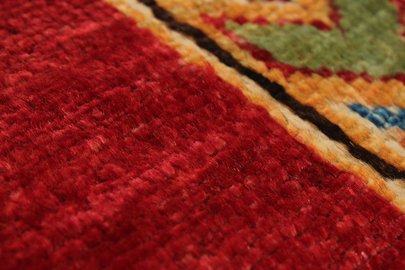 9x12 Multicolor and Red Turkish Tribal Rug