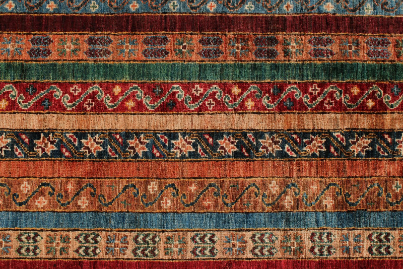 9x12 Multicolor and Red Turkish Tribal Rug