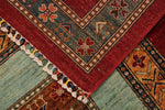 10x13 Multicolor and Red Turkish Tribal Rug