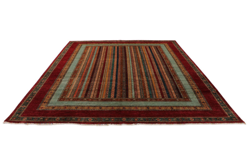 10x13 Multicolor and Red Turkish Tribal Rug