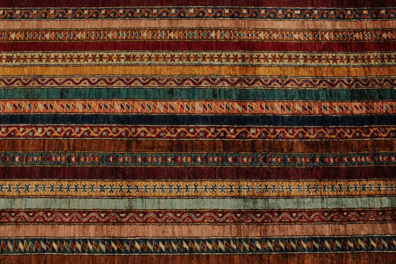 10x13 Multicolor and Red Turkish Tribal Rug