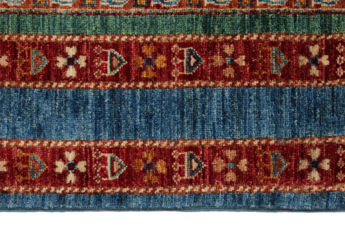5x7 Multicolor and Blue Turkish Tribal Rug