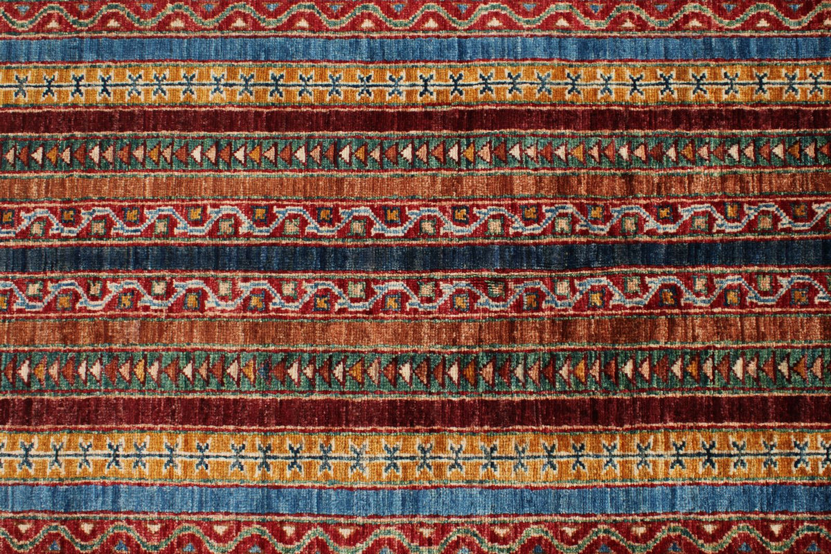 5x7 Multicolor and Blue Turkish Tribal Rug