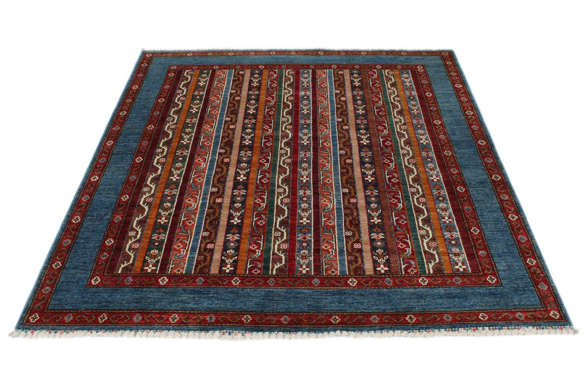 5x7 Multicolor and Blue Turkish Tribal Rug