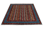 5x7 Multicolor and Blue Turkish Tribal Rug