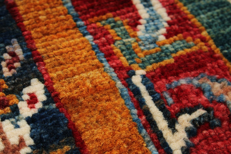 5x7 Multicolor and Blue Turkish Tribal Rug