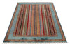 4x6 Blue and Multicolor Turkish Tribal Rug