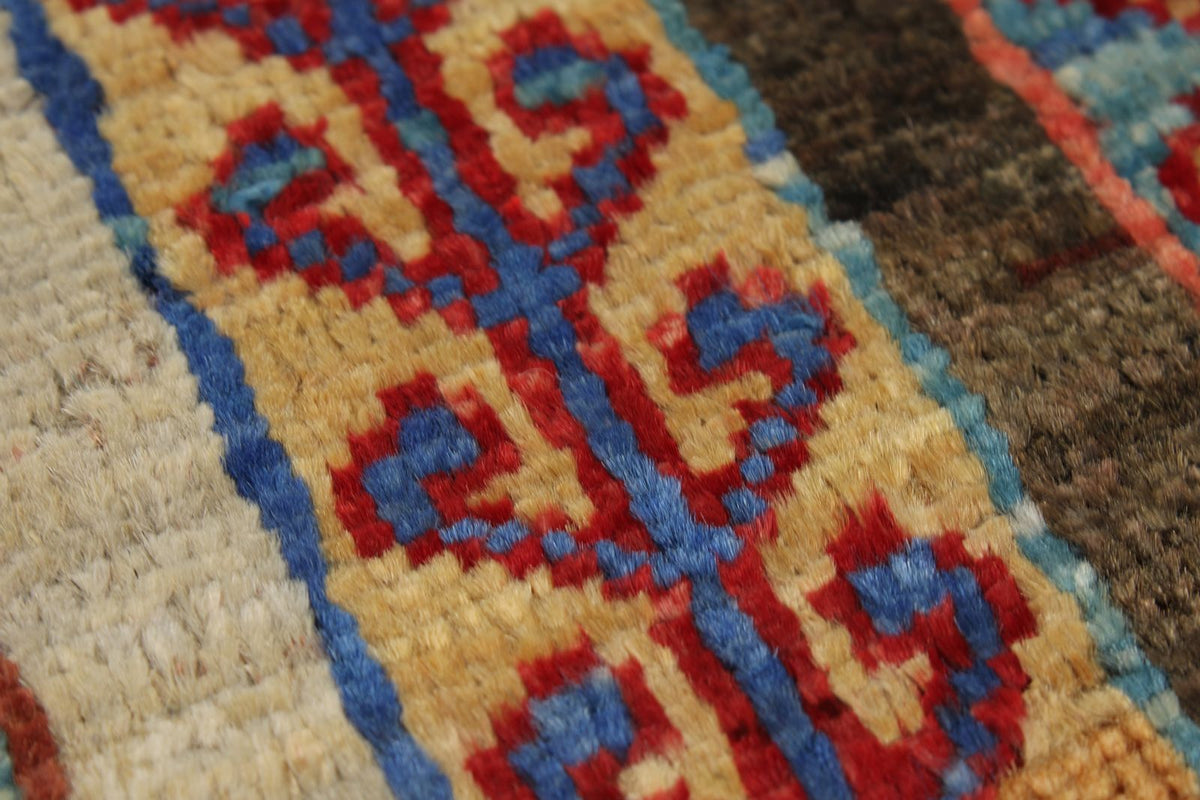 4x6 Blue and Multicolor Turkish Tribal Rug